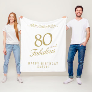 Elegant Ornament 80 and Fabulous 80th Birthday Fleece Blanket
