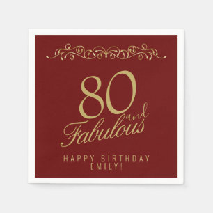 Elegant Ornament 80 and Fabulous 80th Birthday Napkin