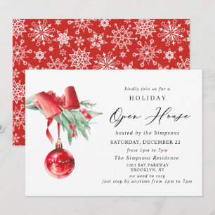 Elegant Ornament CHRISTMAS HOLIDAY OPEN HOUSE Invitation