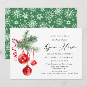 Elegant Ornament CHRISTMAS HOLIDAY OPEN HOUSE Invitation