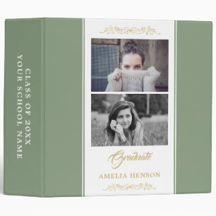 Elegant Ornament Green Graduation Photo Album Binder