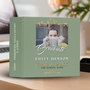 Elegant Ornament Green Graduation Photo Album Binder