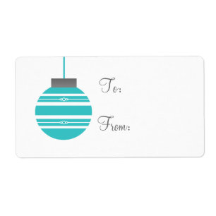 Élégant Ornament Holiday Tags, Turquoise