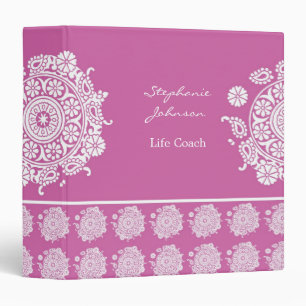 Elegant Ornament White/Pink Avery Binder