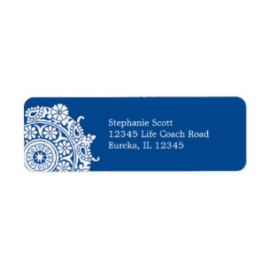Elegant Ornament White/Royal Blue Avery Label