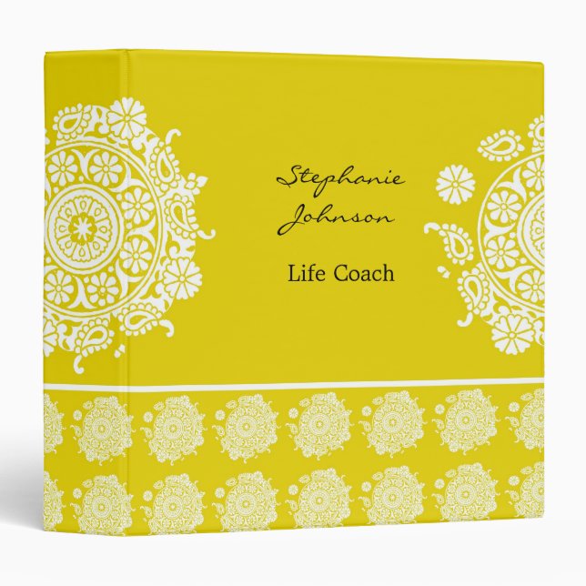 Elegant Ornament White/Yellow Avery Binder (Front/Spine)