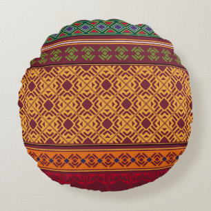 Elegant Ornamental Africa: Indian Ethnic Pattern Round Pillow