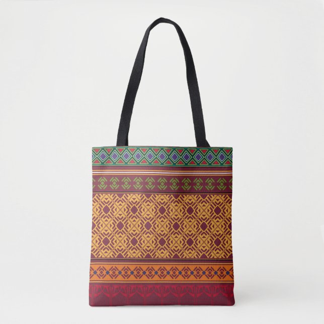 Elegant Ornamental Africa: Indian Ethnic Pattern Tote Bag (Front)
