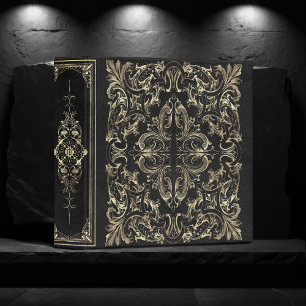 Elegant Ornamental Black and Gold Emblem Album Binder
