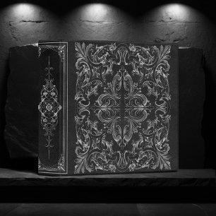 Elegant Ornamental Black and Silver Emblem Album Binder