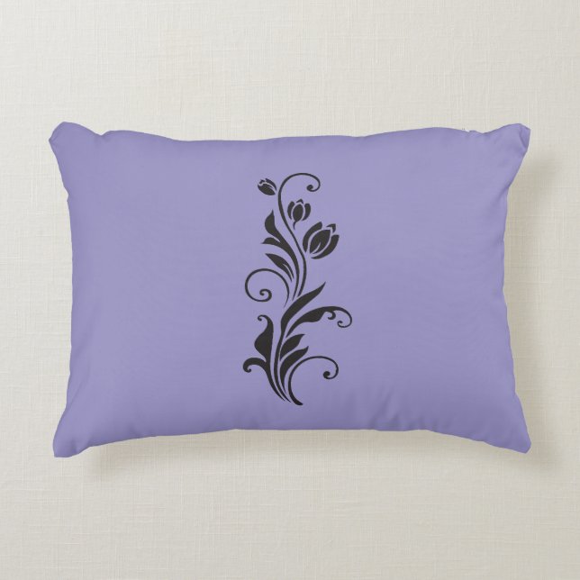 Elegant Ornamental Floral Flower Art Accent Pillow (Front)