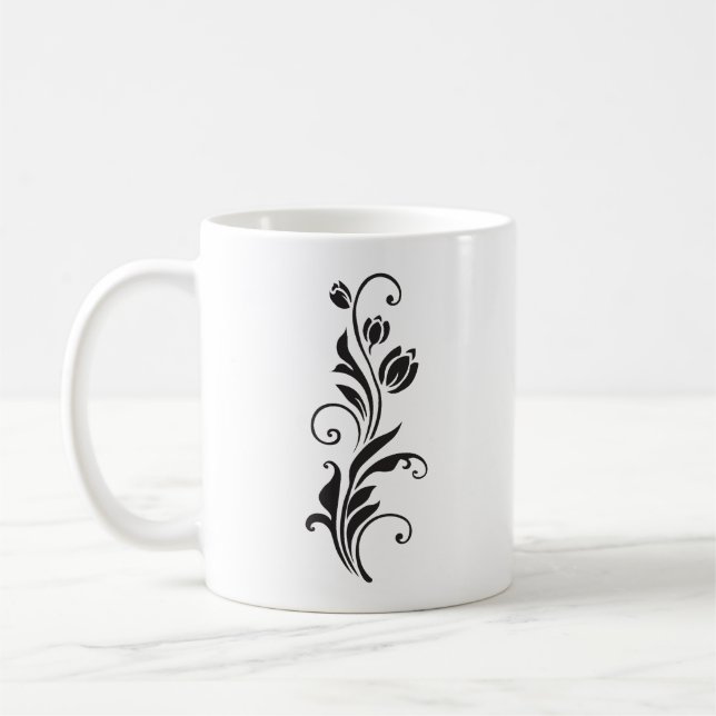 Elegant Ornamental Floral Flower Art Coffee Mug (Left)