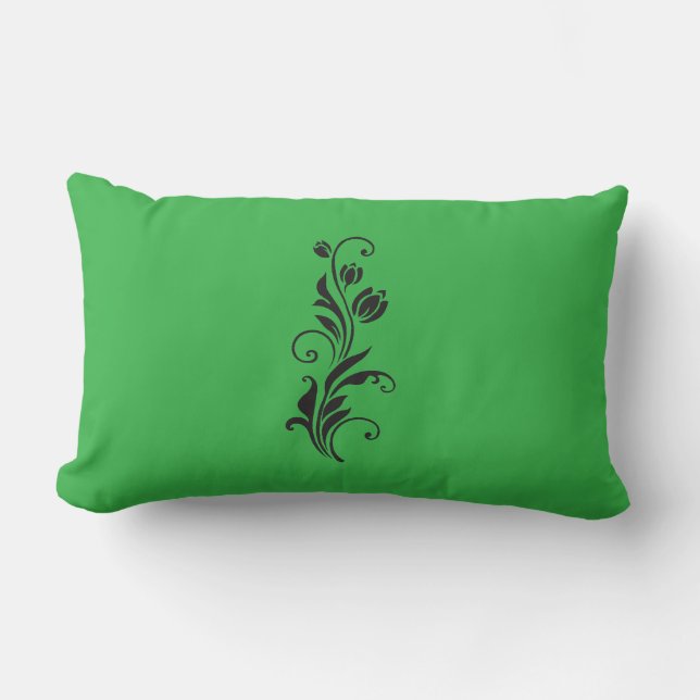 Elegant Ornamental Floral Flower Art Lumbar Pillow (Front)