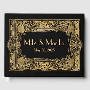Elegant Ornamental Gold Frame Guest Book