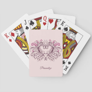 Elegant Ornamental Heart Design Personalized Playing Cards