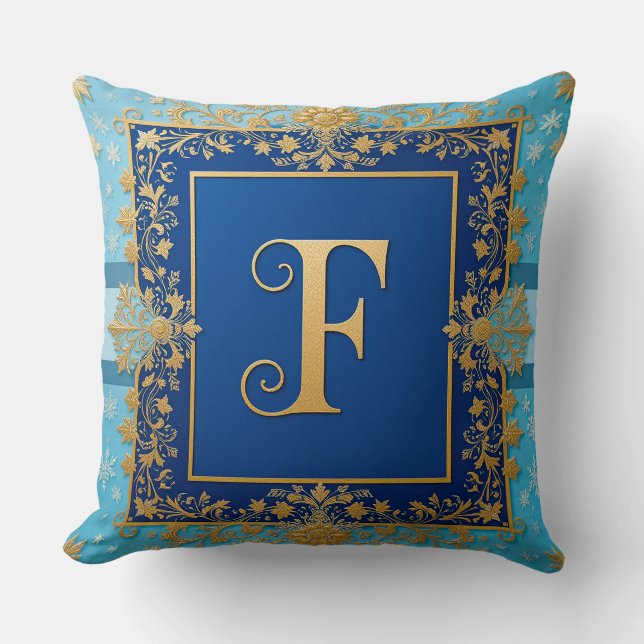 Elegant Ornamental Lettering Throw Pillow (Front)