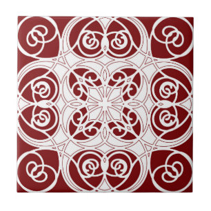 Elegant, ornamental, modern, burgundy, white tile