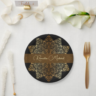 Elegant Ornamental Ramadan Mubarak Iftar Party Paper Plate