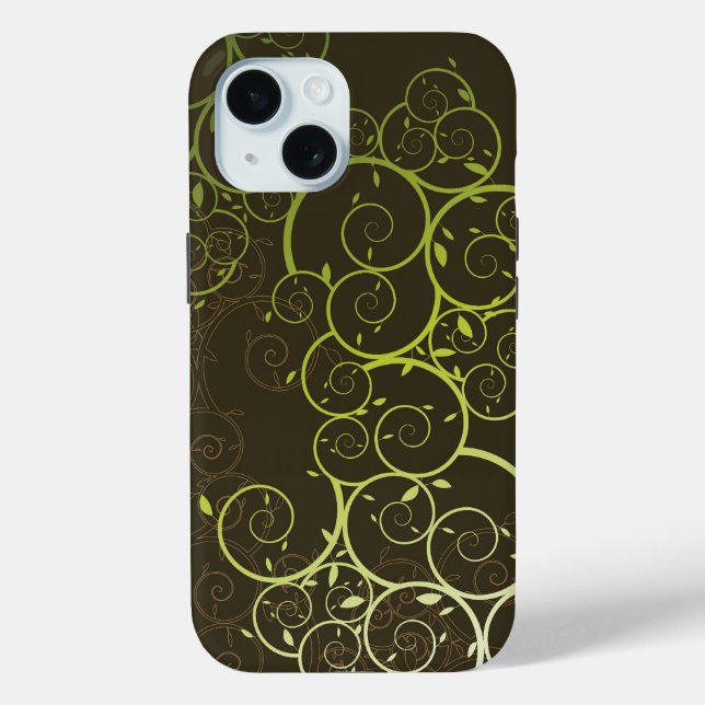 Elegant Ornamental Spiral Green Vines Pattern Case-Mate iPhone Case (Back)