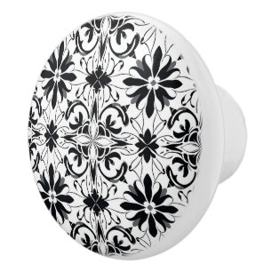 Elegant ornate black pattern ceramic knob