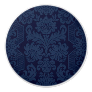 Elegant Ornate Blue Victorian Damask Ceramic Knob