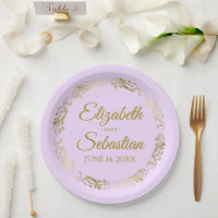 Elegant Ornate Border Lilac Purple & Gold Wedding