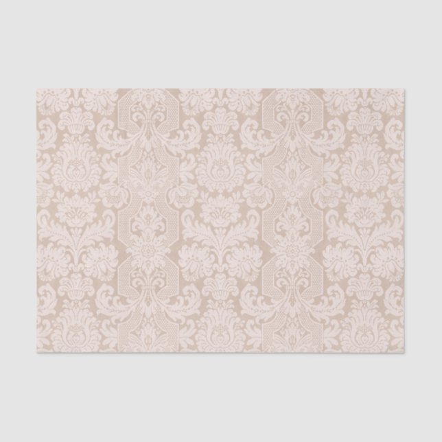 Elegant Ornate Cream Victorian Damask Tissue Paper (Front)