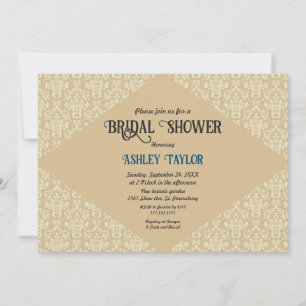 Elegant Ornate Damask Script Classic Bridal Shower Invitation