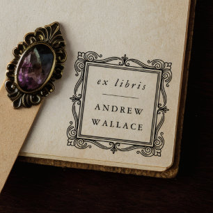Elegant Ornate Ex Libris Self-Inking Book Stamp
