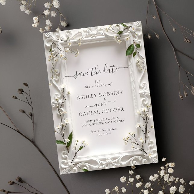 Elegant Ornate floral Green Leaves Save The Date Invitation (Creator Uploaded)