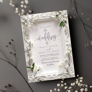 Elegant Ornate floral Green Leaves Wedding Invitation