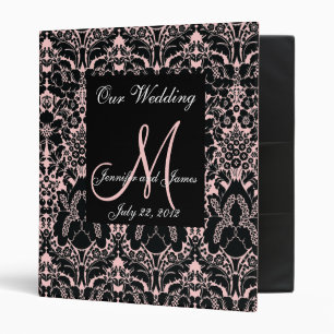 Elegant Ornate Floral Pink Damask Wedding Planner Binder