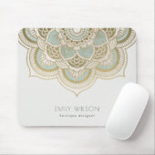 Elegant Ornate Gold Foil Teal Turquoise Mandala Mouse Pad (With Mouse)