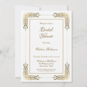 Elegant Ornate Gold Lace Bridal Shower Invitation