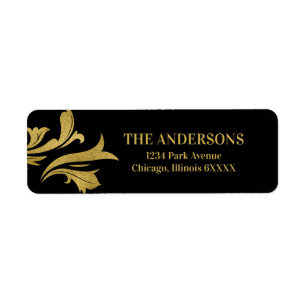 Elegant Ornate Gold Merry Christmas Address Label