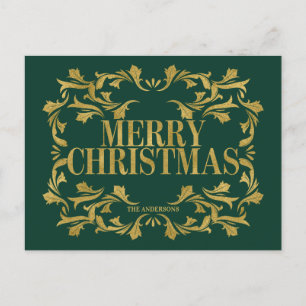 Elegant Ornate Gold Merry Christmas Postcard