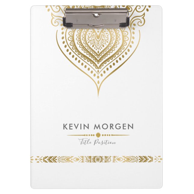 Elegant Ornate Gold Paisley Mandala Clipboard (Front)