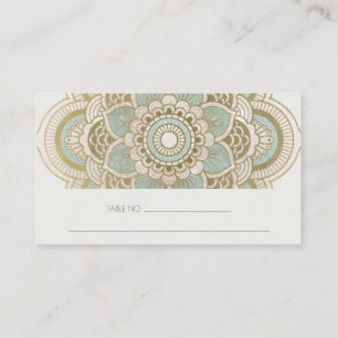 Elegant Ornate Gold Teal Turquoise Mandala Wedding Place Card