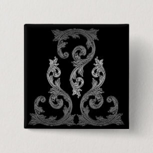 elegant Ornate Goth Design 2 Inch Square Button