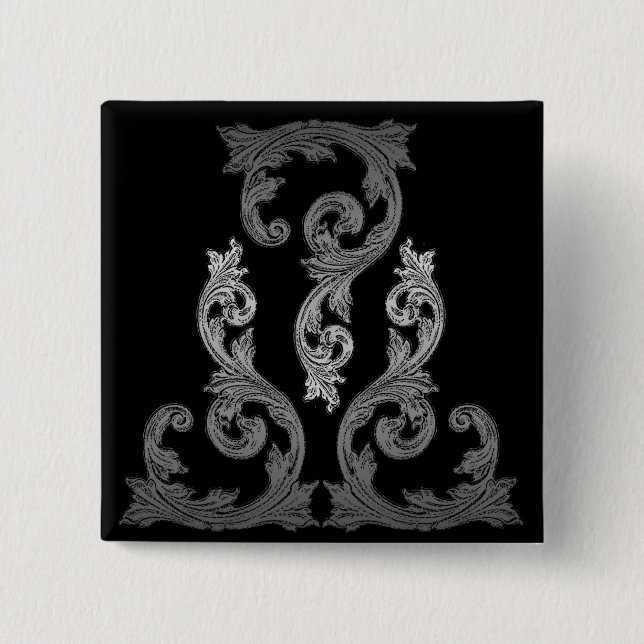 elegant Ornate Goth Design 2 Inch Square Button (Front)