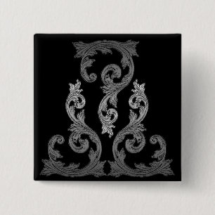 elegant Ornate Goth Design 2 Inch Square Button