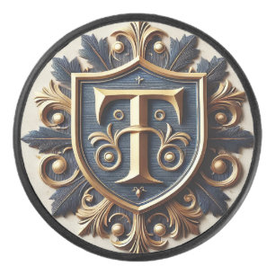 Elegant Ornate Heraldic Shield Hockey Puck