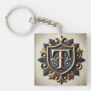 Elegant Ornate Heraldic Shield Keychain