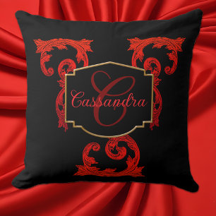 Elegant, Ornate Personalized Vintage Goth Throw Pillow