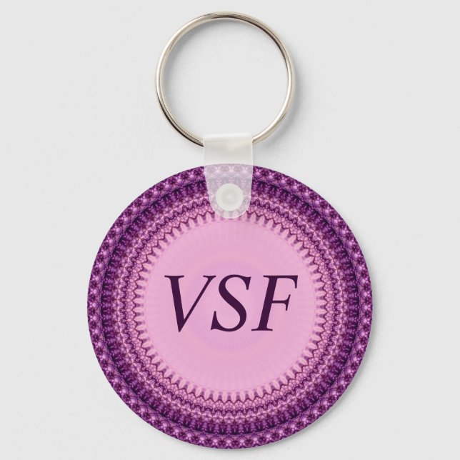 Elegant Ornate Purple Custom Initial keychain (Front)