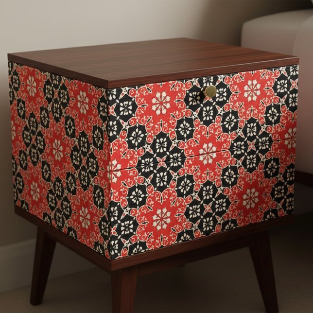 Elegant Ornate Red Black White Mosaic Decoupage Tissue Paper (Creator Uploaded)
