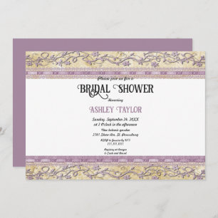 Elegant Ornate Rose Gold Script Glam Bridal Shower Invitation