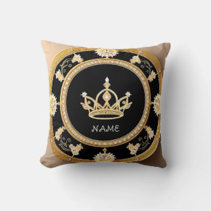 Elegant Ornate Royal Crown Symbol Throw Pillow
