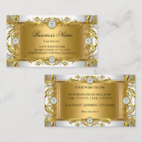 Elegant Ornate Royal Jewel White Golden Gold leaf