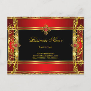 Elegant Ornate Royal Red Jewel Black Gold Postcard